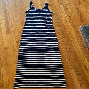 Navy & cream stripe Ann Taylor LOFT maxi dress, size M